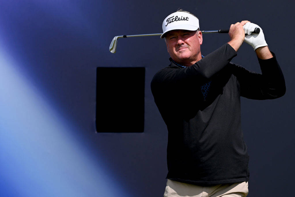 Todd Hamilton takes part in practice ahead of The 152nd Open at Royal Troon
